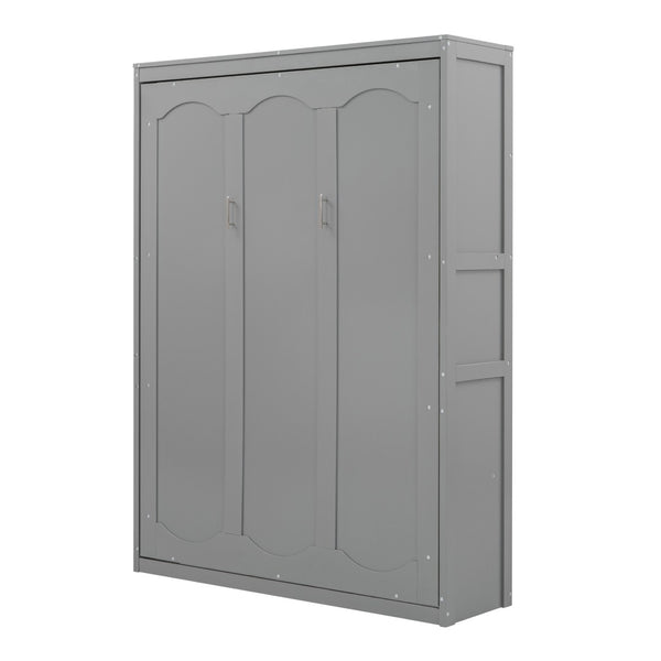 HomeRoots Gray Wood Full Murphy Bed - Stylish Space-Saving Solution for Modern Living with Comfort & Durability 602108