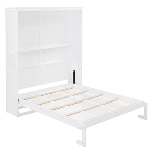 HomeRoots White Wood Queen Murphy Bed – Stylish Space-Saving Solution with Durable Design for Ultimate Comfort 602109