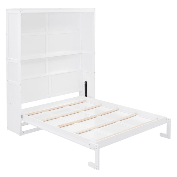 HomeRoots White Wood Queen Murphy Bed – Stylish Space-Saving Solution with Durable Design for Ultimate Comfort 602109