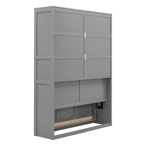 HomeRoots Gray Wood Full Murphy Bed - Space-Saving Design with Integrated Headboard for Stylish Guest Rooms 602110