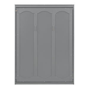 HomeRoots Gray Wood Full Murphy Bed - Space-Saving Design with Integrated Headboard for Stylish Guest Rooms 602110