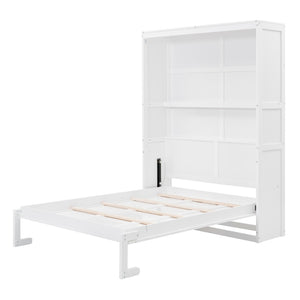 HomeRoots White Wood Full Murphy Bed – Space-Saving Design with Sturdy Construction & Integrated Headboard! 602111