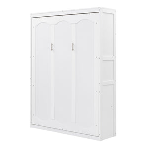 HomeRoots White Wood Full Murphy Bed – Space-Saving Design with Sturdy Construction & Integrated Headboard! 602111