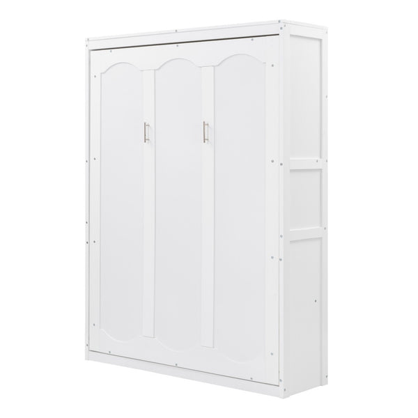 HomeRoots White Wood Full Murphy Bed – Space-Saving Design with Sturdy Construction & Integrated Headboard! 602111
