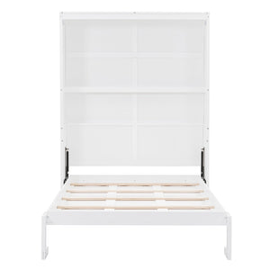 HomeRoots White Wood Full Murphy Bed – Space-Saving Design with Sturdy Construction & Integrated Headboard! 602111