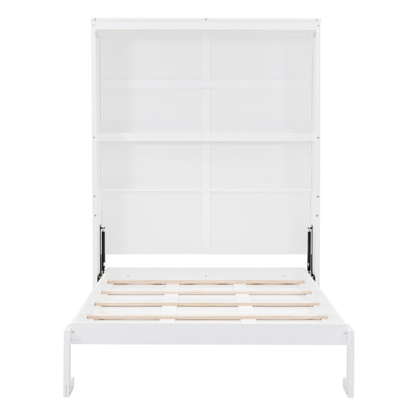 HomeRoots White Wood Full Murphy Bed – Space-Saving Design with Sturdy Construction & Integrated Headboard! 602111