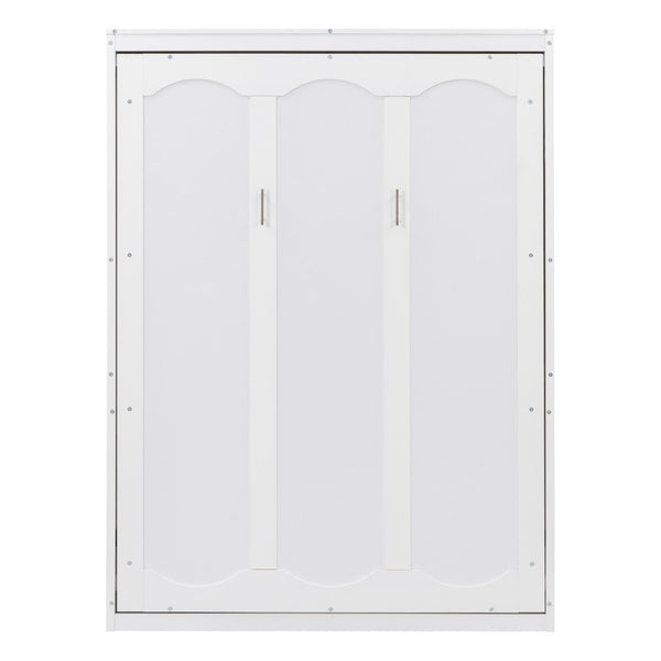 HomeRoots White Wood Full Murphy Bed – Space-Saving Design with Sturdy Construction & Integrated Headboard! 602111