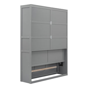 HomeRoots Gray Wood Queen Murphy Bed - Space-Saving Design for Stylish Comfort in Guest Rooms & Apartments 602112