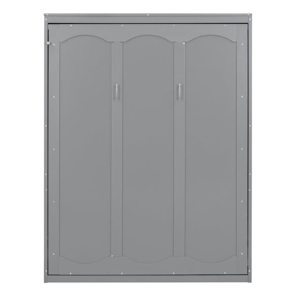 HomeRoots Gray Wood Queen Murphy Bed - Space-Saving Design for Stylish Comfort in Guest Rooms & Apartments 602112