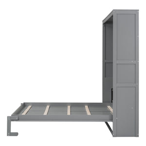 HomeRoots Gray Wood Queen Murphy Bed - Space-Saving Design for Stylish Comfort in Guest Rooms & Apartments 602112
