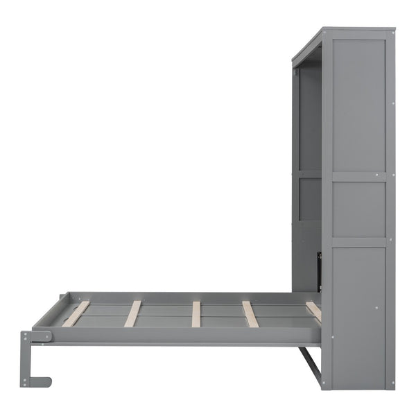 HomeRoots Gray Wood Queen Murphy Bed - Space-Saving Design for Stylish Comfort in Guest Rooms & Apartments 602112