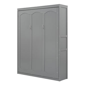 HomeRoots Gray Wood Queen Murphy Bed - Space-Saving Design for Stylish Comfort in Guest Rooms & Apartments 602112