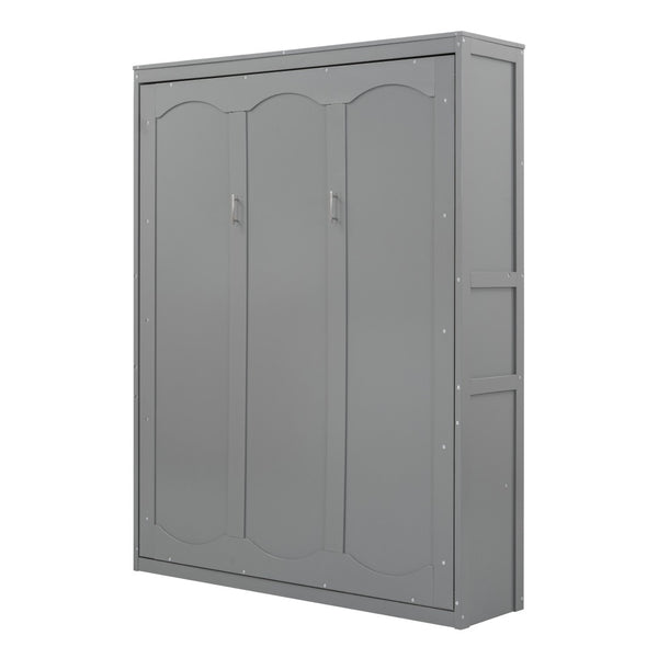HomeRoots Gray Wood Queen Murphy Bed - Space-Saving Design for Stylish Comfort in Guest Rooms & Apartments 602112