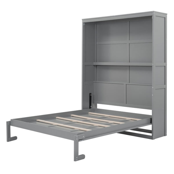 HomeRoots Gray Wood Queen Murphy Bed - Space-Saving Design for Stylish Comfort in Guest Rooms & Apartments 602112