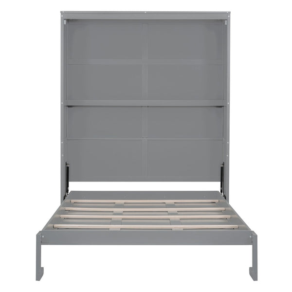 HomeRoots Gray Wood Queen Murphy Bed - Space-Saving Design for Stylish Comfort in Guest Rooms & Apartments 602112