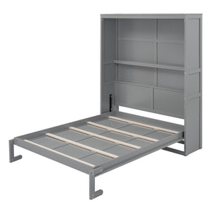 HomeRoots Gray Wood Queen Murphy Bed - Space-Saving Design for Stylish Comfort in Guest Rooms & Apartments 602112