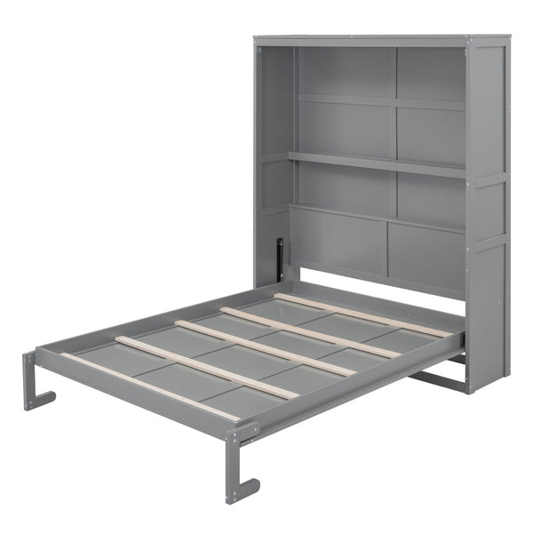 HomeRoots Gray Wood Queen Murphy Bed - Space-Saving Design for Stylish Comfort in Guest Rooms & Apartments 602112