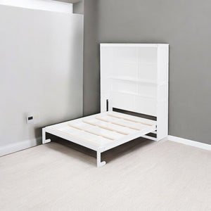 HomeRoots White Wood Queen Murphy Bed – Stylish, Space-Saving Solution with Elegant Cabinet Design for Small Rooms 602113