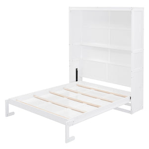 HomeRoots White Wood Queen Murphy Bed – Stylish, Space-Saving Solution with Elegant Cabinet Design for Small Rooms 602113