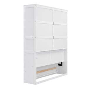 HomeRoots White Wood Queen Murphy Bed – Stylish, Space-Saving Solution with Elegant Cabinet Design for Small Rooms 602113