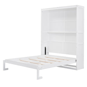 HomeRoots White Wood Queen Murphy Bed – Stylish, Space-Saving Solution with Elegant Cabinet Design for Small Rooms 602113