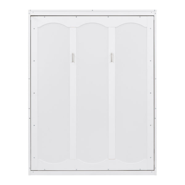 HomeRoots White Wood Queen Murphy Bed – Stylish, Space-Saving Solution with Elegant Cabinet Design for Small Rooms 602113