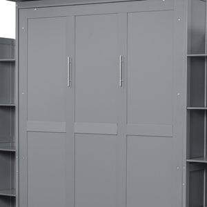 HomeRoots Gray Wood Queen Murphy Bed – Stylish Space-Saving Solution for Modern Living, Durable & Elegant Design 602114