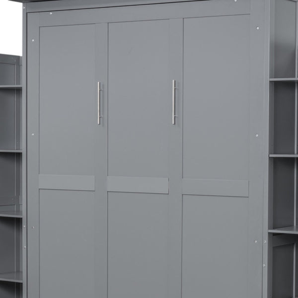 HomeRoots Gray Wood Queen Murphy Bed – Stylish Space-Saving Solution for Modern Living, Durable & Elegant Design 602114