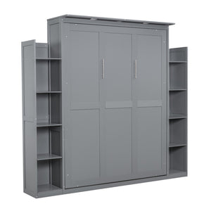 HomeRoots Gray Wood Queen Murphy Bed – Stylish Space-Saving Solution for Modern Living, Durable & Elegant Design 602114