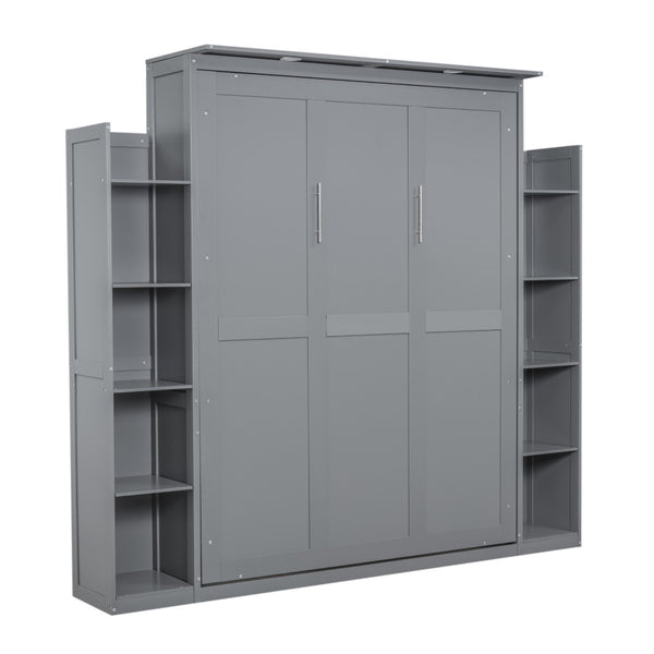 HomeRoots Gray Wood Queen Murphy Bed – Stylish Space-Saving Solution for Modern Living, Durable & Elegant Design 602114