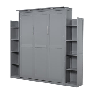 HomeRoots Gray Wood Queen Murphy Bed – Stylish Space-Saving Solution for Modern Living, Durable & Elegant Design 602114