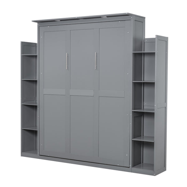 HomeRoots Gray Wood Queen Murphy Bed – Stylish Space-Saving Solution for Modern Living, Durable & Elegant Design 602114
