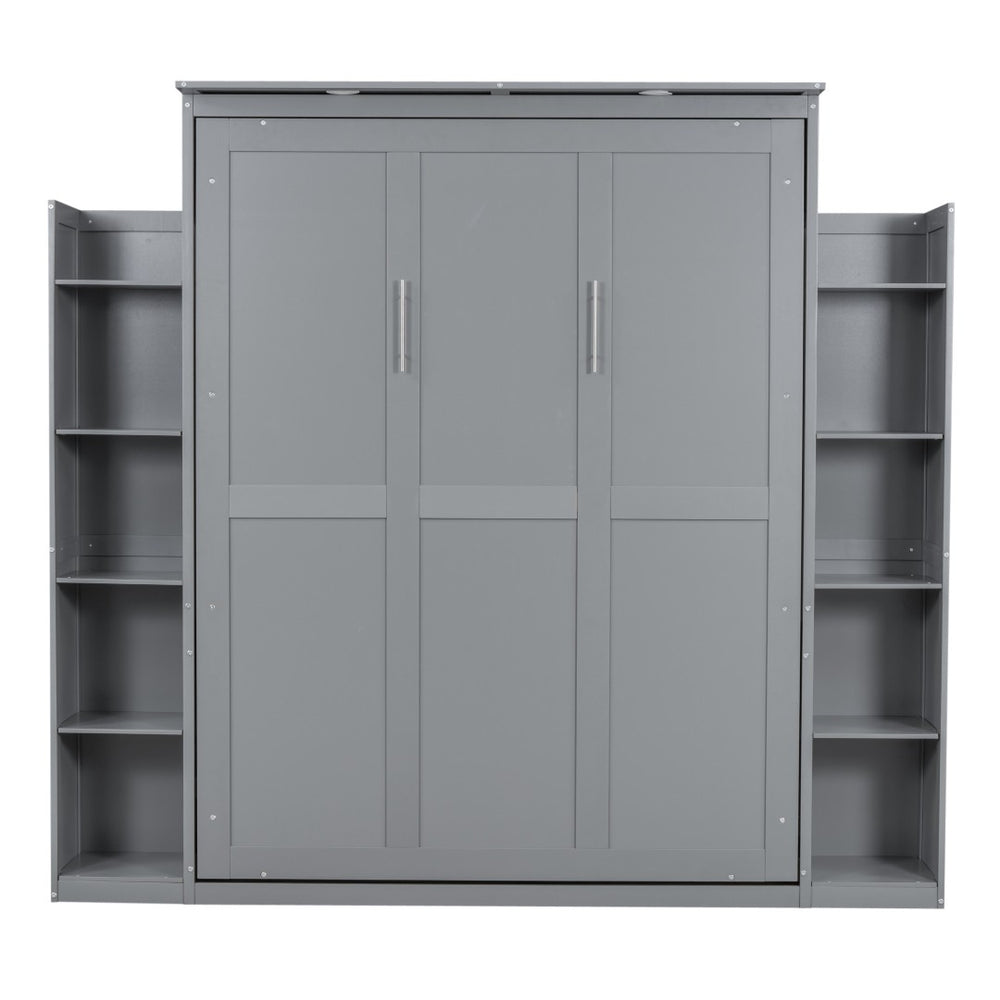 HomeRoots Gray Wood Queen Murphy Bed – Stylish Space-Saving Solution for Modern Living, Durable & Elegant Design 602114