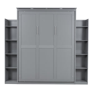 HomeRoots Gray Wood Queen Murphy Bed – Stylish Space-Saving Solution for Modern Living, Durable & Elegant Design 602114