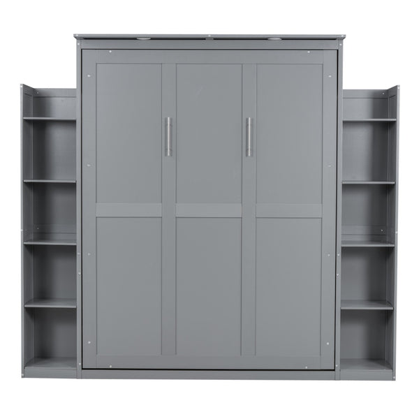 HomeRoots Gray Wood Queen Murphy Bed – Stylish Space-Saving Solution for Modern Living, Durable & Elegant Design 602114