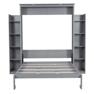 HomeRoots Gray Wood Queen Murphy Bed – Stylish Space-Saving Solution for Modern Living, Durable & Elegant Design 602114