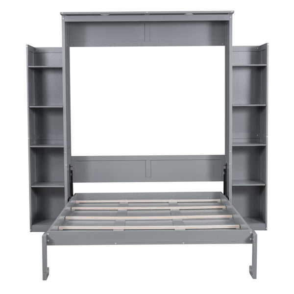 HomeRoots Gray Wood Queen Murphy Bed – Stylish Space-Saving Solution for Modern Living, Durable & Elegant Design 602114
