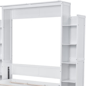 HomeRoots White Wood Queen Murphy Bed - Elegant Space-Saving Design with Sturdy Construction for Comfort 602115