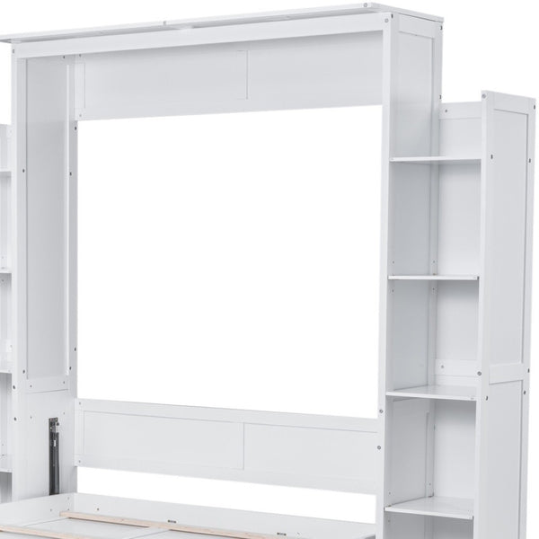 HomeRoots White Wood Queen Murphy Bed - Elegant Space-Saving Design with Sturdy Construction for Comfort 602115