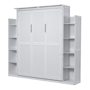 HomeRoots White Wood Queen Murphy Bed - Elegant Space-Saving Design with Sturdy Construction for Comfort 602115