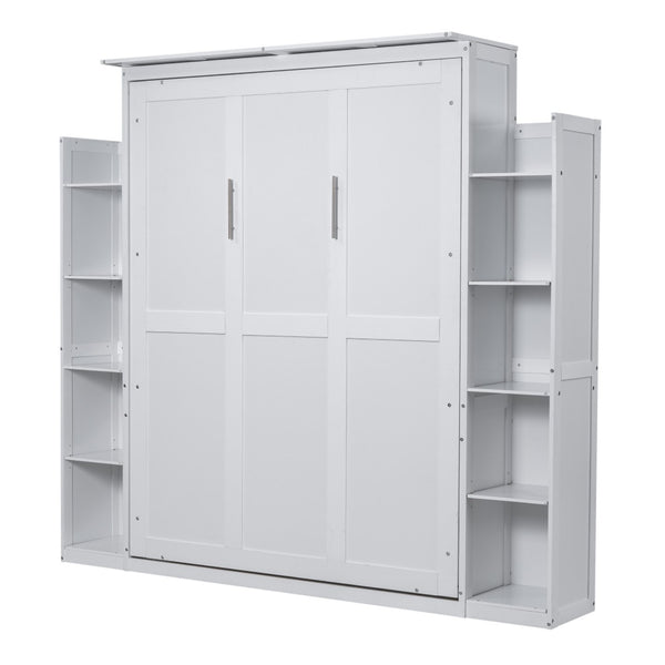HomeRoots White Wood Queen Murphy Bed - Elegant Space-Saving Design with Sturdy Construction for Comfort 602115