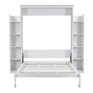 HomeRoots White Wood Queen Murphy Bed - Elegant Space-Saving Design with Sturdy Construction for Comfort 602115