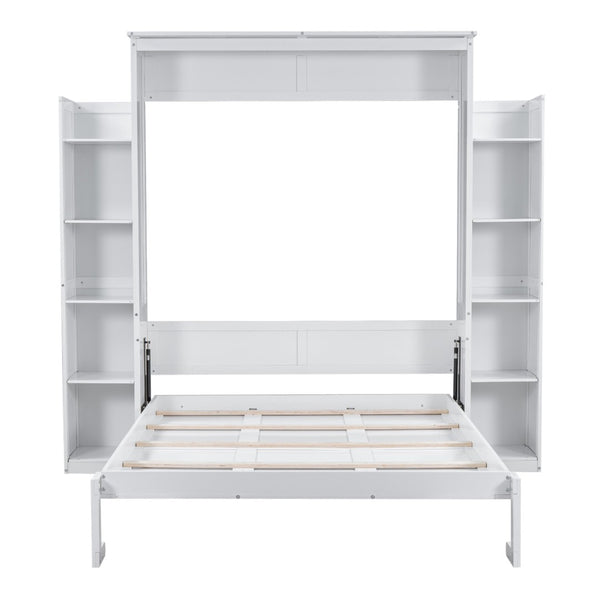 HomeRoots White Wood Queen Murphy Bed - Elegant Space-Saving Design with Sturdy Construction for Comfort 602115