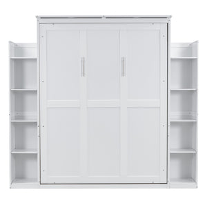 HomeRoots White Wood Queen Murphy Bed - Elegant Space-Saving Design with Sturdy Construction for Comfort 602115