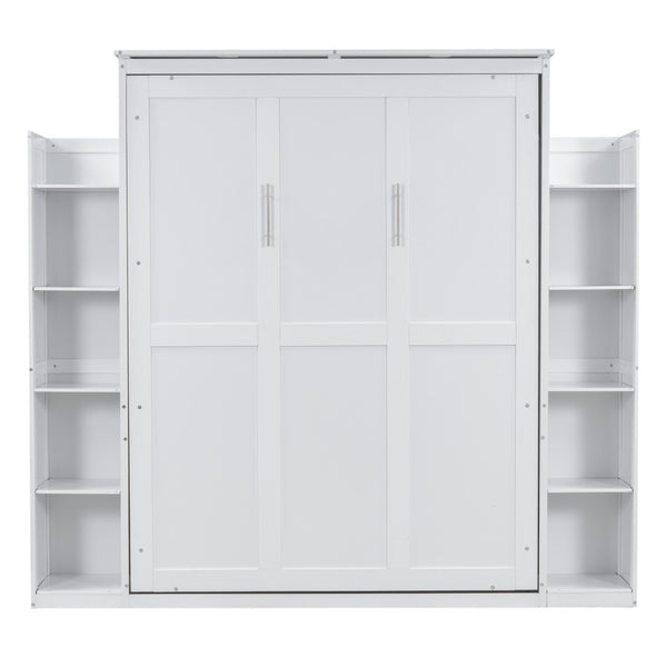 HomeRoots White Wood Queen Murphy Bed - Elegant Space-Saving Design with Sturdy Construction for Comfort 602115