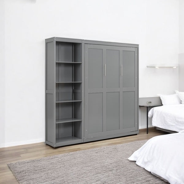 HomeRoots Gray Wood Full Murphy Bed - Stylish Space-Saving Solution for Guest Rooms, Offices & Studios 602116