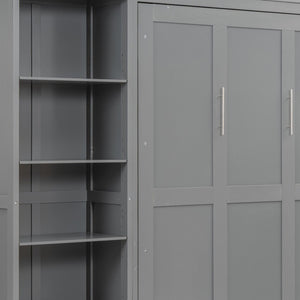 HomeRoots Gray Wood Full Murphy Bed - Stylish Space-Saving Solution for Guest Rooms, Offices & Studios 602116