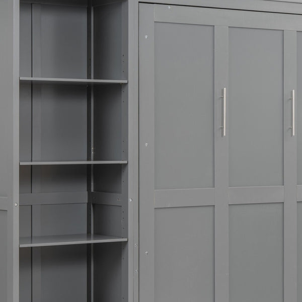 HomeRoots Gray Wood Full Murphy Bed - Stylish Space-Saving Solution for Guest Rooms, Offices & Studios 602116