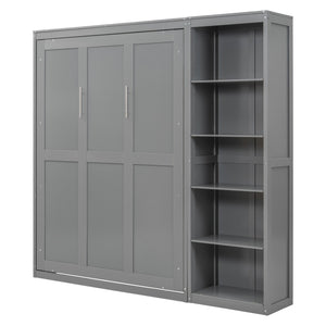 HomeRoots Gray Wood Full Murphy Bed - Stylish Space-Saving Solution for Guest Rooms, Offices & Studios 602116