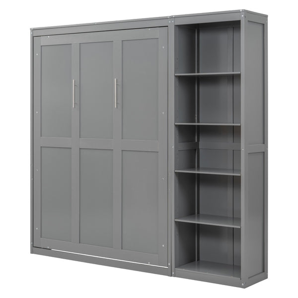 HomeRoots Gray Wood Full Murphy Bed - Stylish Space-Saving Solution for Guest Rooms, Offices & Studios 602116